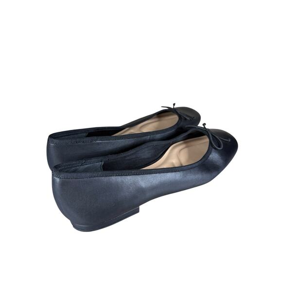 Franco Sarto Black Leather Ballet Bow Flats Size 10 Square Toe - Picture 7 of 8